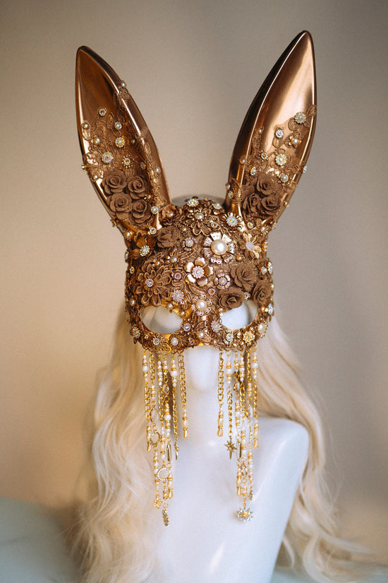 Gold bunny mask, Halloween Costume, Rabbit costume, Play boy, Mask, Masque, Carnival, Mardi gras, Cosplay, Halloween, Burning man