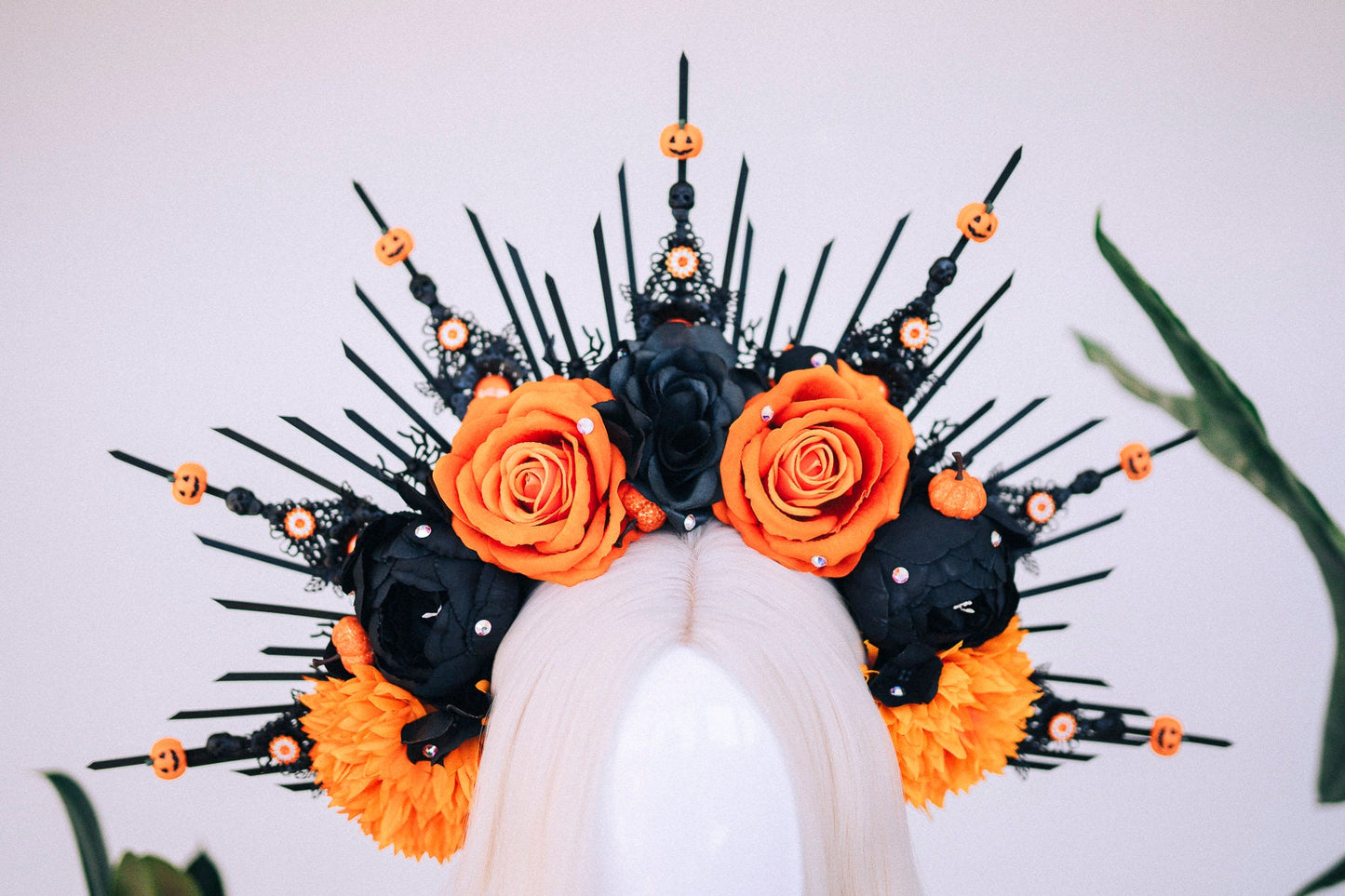 Halloween flower halo crown, Sugar skull, La Catrina flower crown, Halloween headband, Halloween costume, Day of the Dead, Flower crown