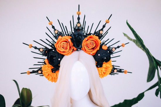 Halloween flower halo crown, Sugar skull, La Catrina flower crown, Halloween headband, Halloween costume, Day of the Dead, Flower crown