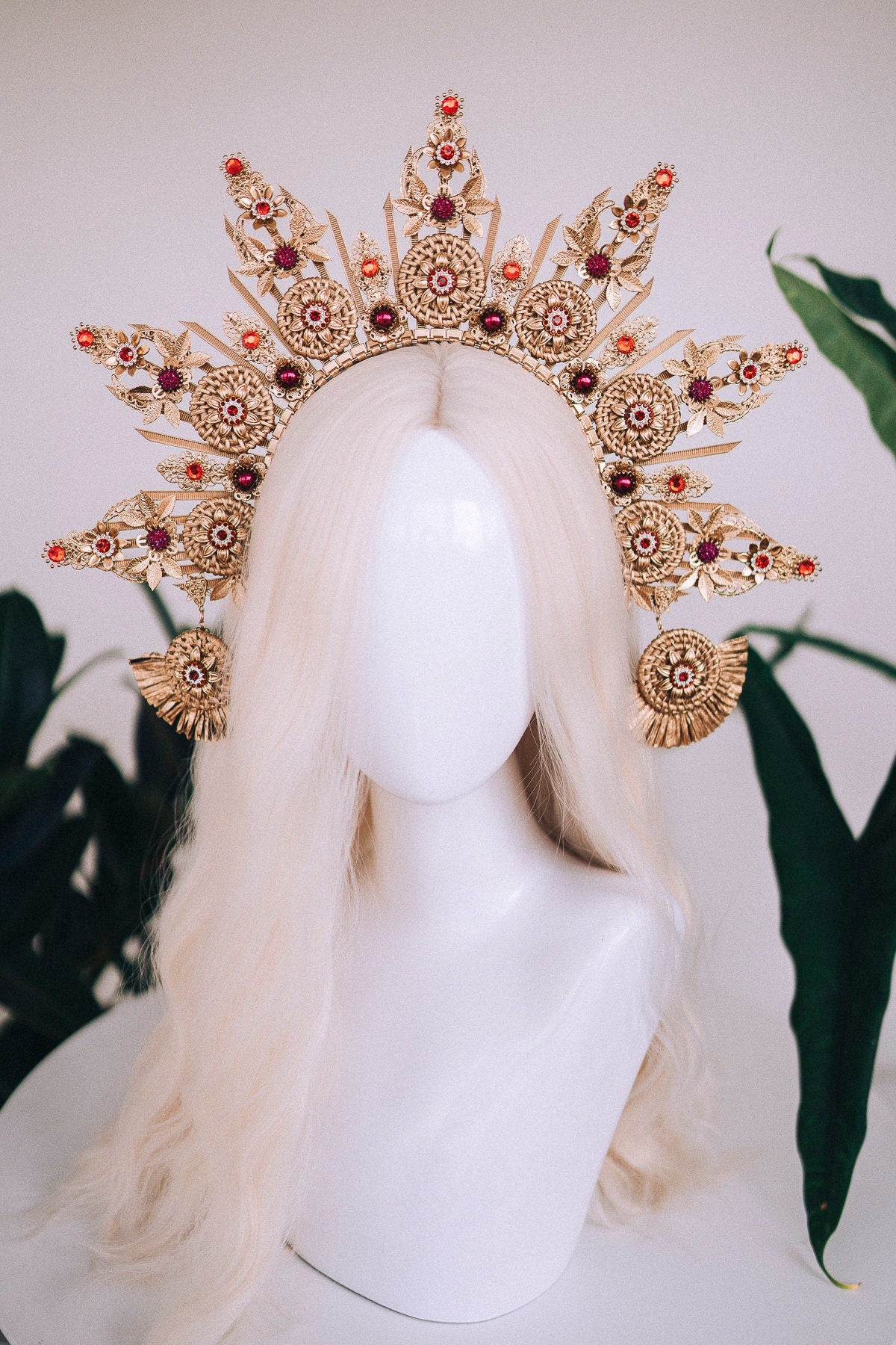 Boho headband, Boho halo crown, Gold halo crown, Rattan jewellery, Boho jewellery, Wedding crown, Wedding headpiece, Bridal headpiece, Tiara