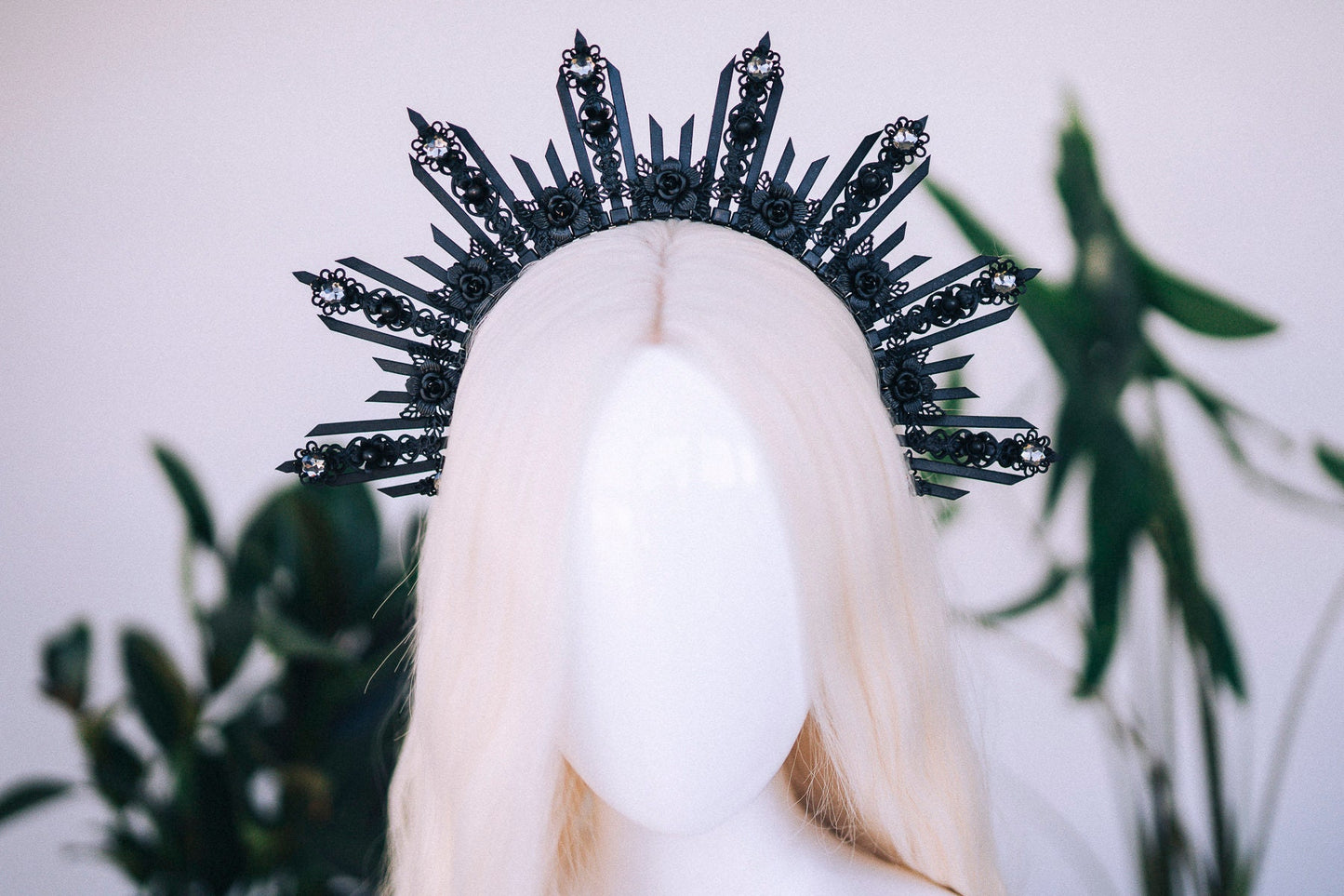 Black halo crown, Day of the dead, Halloween crown, Halloween costume, Bridal crown, Goddess crown, Fairy crown, Burning man, La Catrina