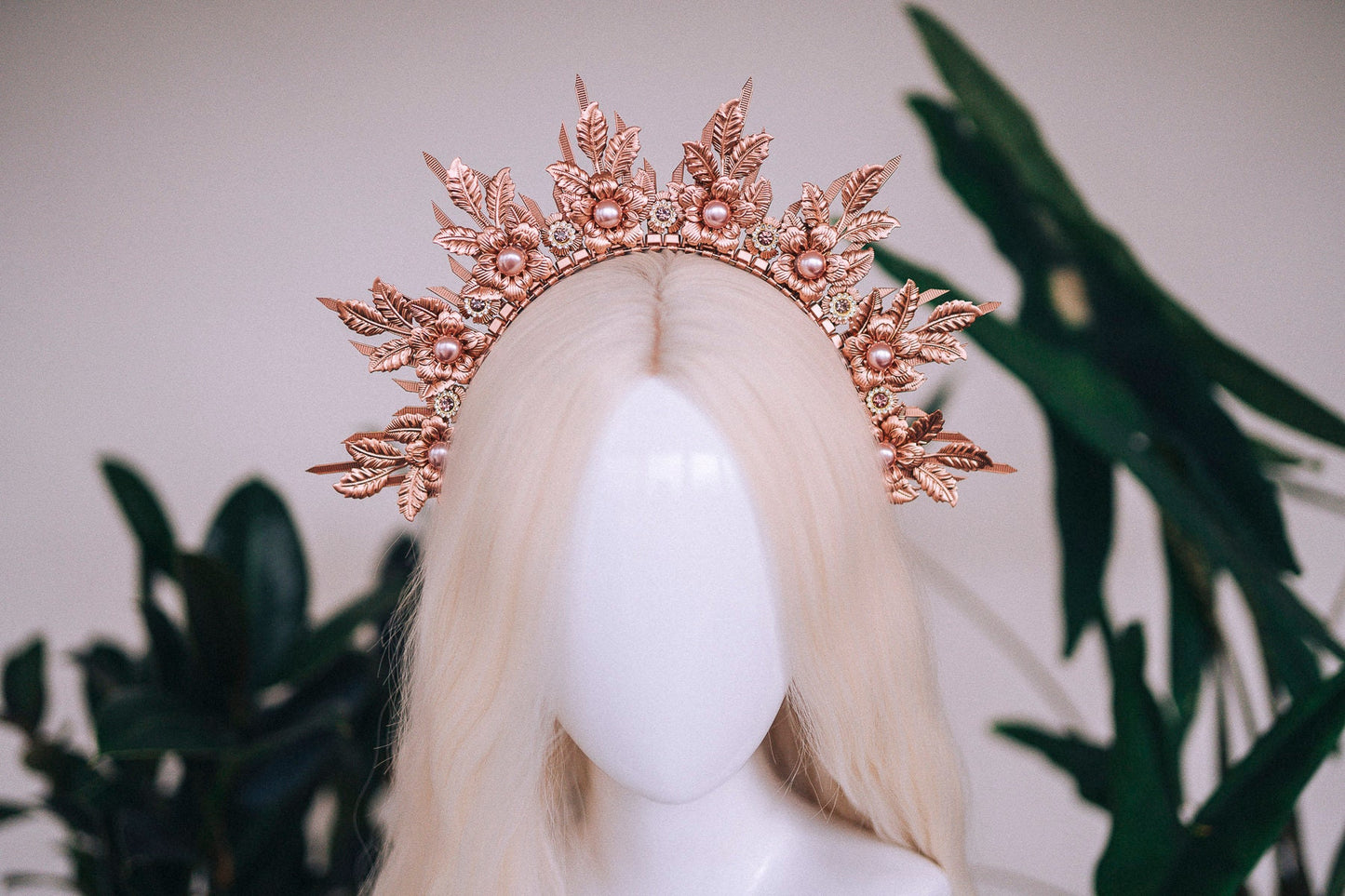 Rose gold halo crown, Halo headpiece, Rose gold jewellery, Bridal headpiece, Wedding crown, Bridal crown, Wedding headpiece, Gold crown