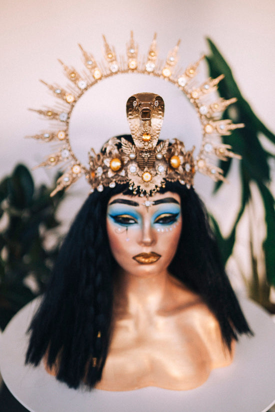 Cleopatra Crown, Gold cobra headpiece, Gold crown, Halloween costume, Gold crown, Cleopatra style headpiece, Goddess Crown, Egypt princess