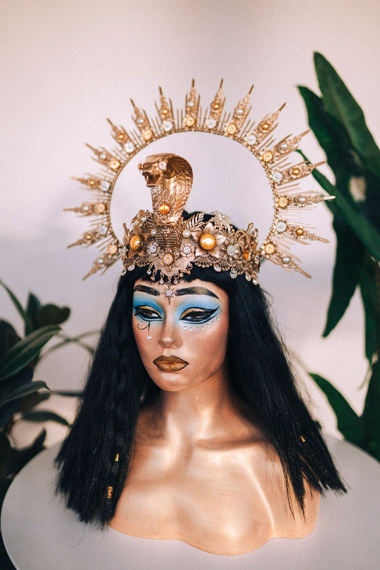 Cleopatra Crown, Gold cobra headpiece, Gold crown, Halloween costume, Gold crown, Cleopatra style headpiece, Goddess Crown, Egypt princess