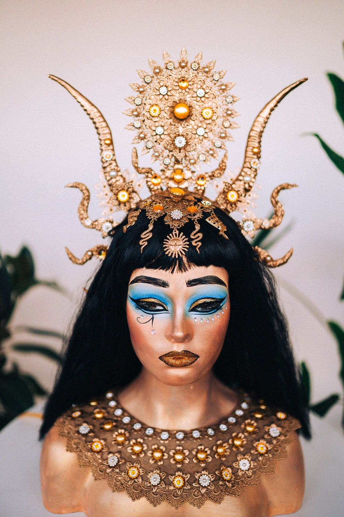 Cleopatra Crown, Gold cobra headpiece, Gold crown, Halloween costume, Gold crown, Cleopatra style headpiece, Goddess Crown, Egypt princess