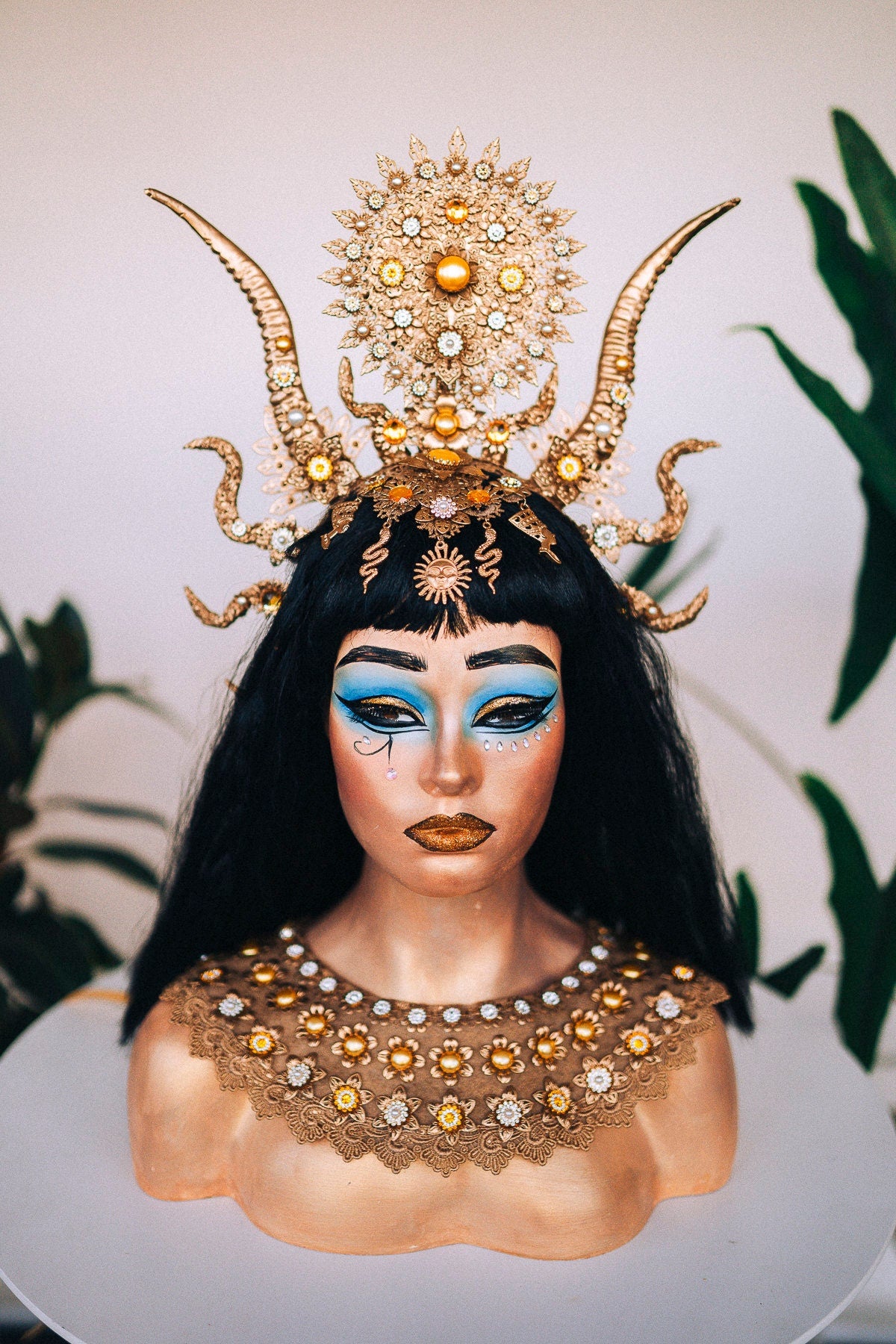 Cleopatra Crown, Gold cobra headpiece, Gold crown, Halloween costume, Gold crown, Cleopatra style headpiece, Goddess Crown, Egypt princess