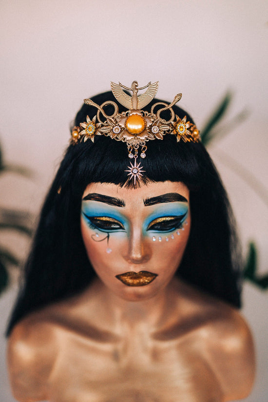 Cleopatra Crown Egypt princess Tiara Headpiece Headdress Gold crown Halloween Fairy crown Goddess Crown Burning man Jewellery Accessories