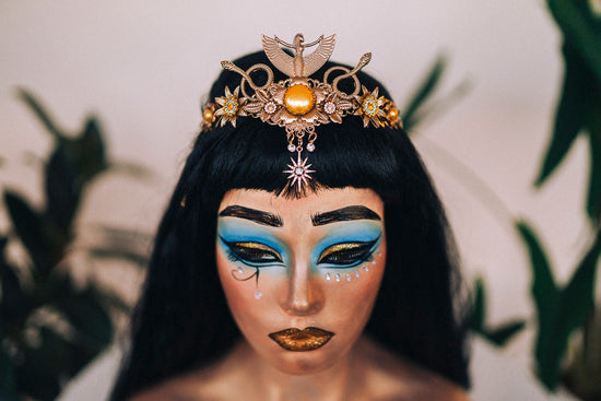 Cleopatra Crown Egypt princess Tiara Headpiece Headdress Gold crown Halloween Fairy crown Goddess Crown Burning man Jewellery Accessories