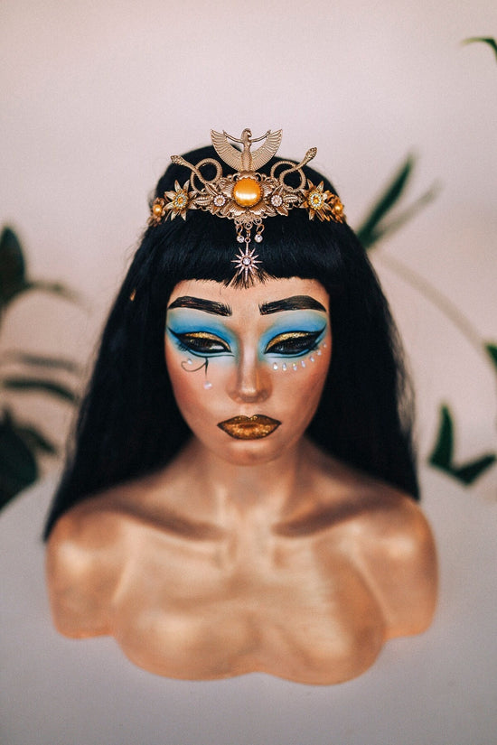 Cleopatra Crown Egypt princess Tiara Headpiece Headdress Gold crown Halloween Fairy crown Goddess Crown Burning man Jewellery Accessories