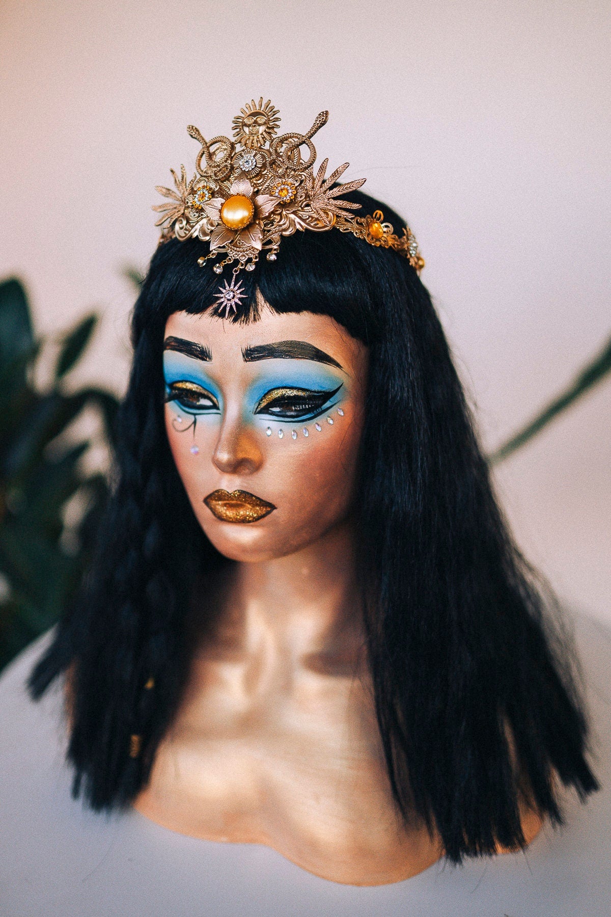 Cleopatra Crown Egypt princess Tiara Headpiece Headdress Gold crown Halloween Fairy crown Goddess Crown Burning man Jewellery Accessories