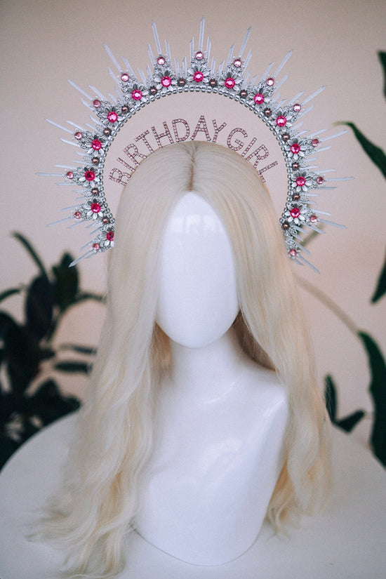 Birthday crown, Birthday headband, Birthday girl, Birthday party, Silver halo crown, Silver crown, Halo headpiece, Goddess crown, Princess