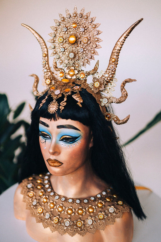 Cleopatra Crown, Gold cobra headpiece, Gold crown, Halloween costume, Gold crown, Cleopatra style headpiece, Goddess Crown, Egypt princess