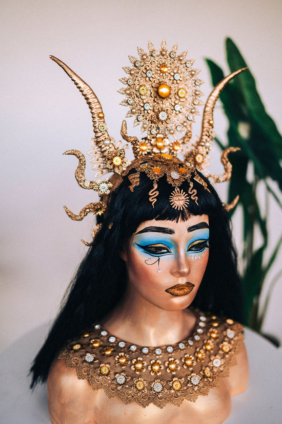 Cleopatra Crown, Gold cobra headpiece, Gold crown, Halloween costume, Gold crown, Cleopatra style headpiece, Goddess Crown, Egypt princess