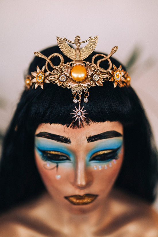 Cleopatra Crown Egypt princess Tiara Headpiece Headdress Gold crown Halloween Fairy crown Goddess Crown Burning man Jewellery Accessories