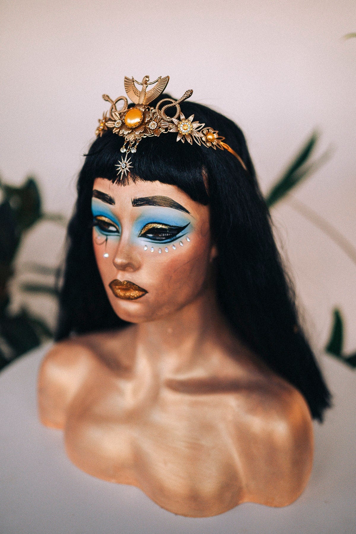 Cleopatra Crown Egypt princess Tiara Headpiece Headdress Gold crown Halloween Fairy crown Goddess Crown Burning man Jewellery Accessories