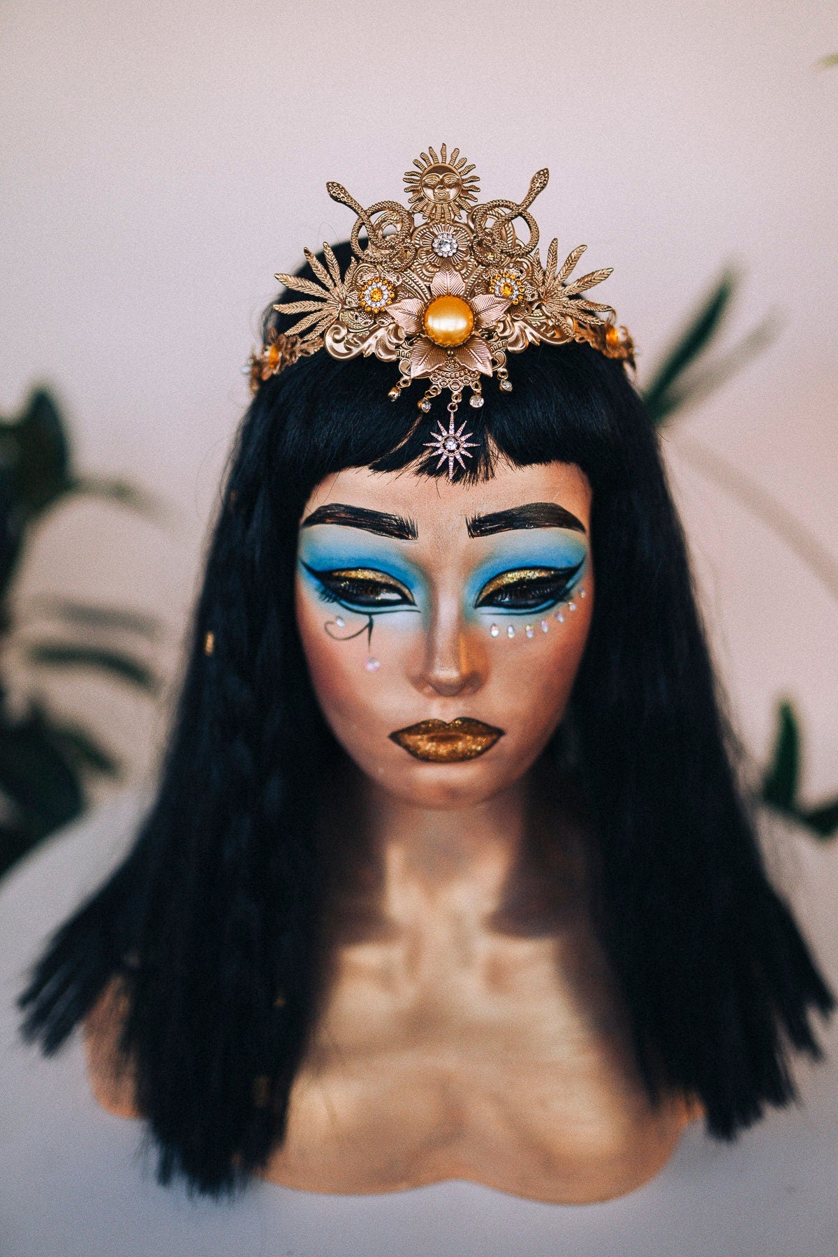 Cleopatra Crown Egypt princess Tiara Headpiece Headdress Gold crown Halloween Fairy crown Goddess Crown Burning man Jewellery Accessories