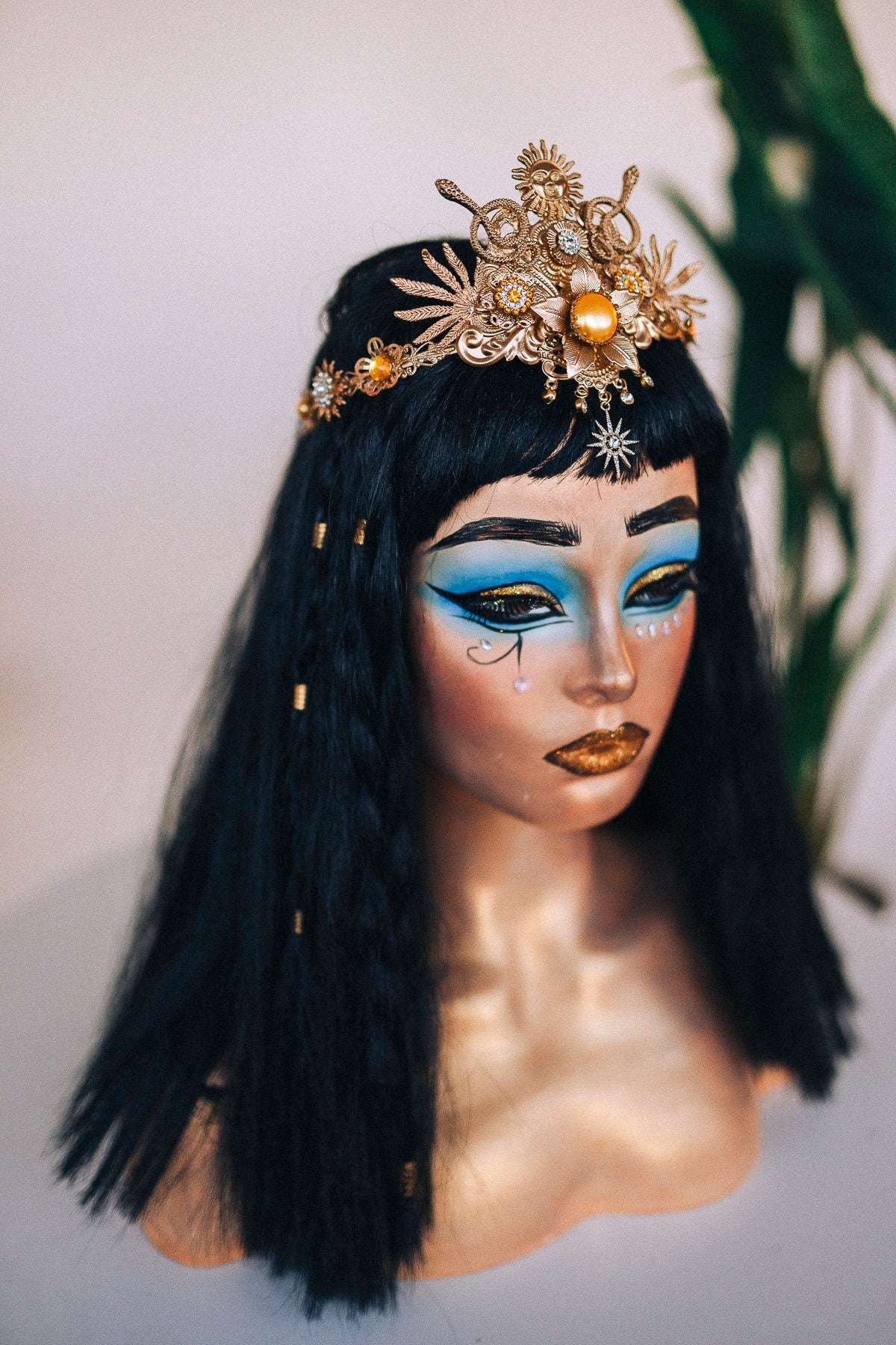 Cleopatra Crown Egypt princess Tiara Headpiece Headdress Gold crown Halloween Fairy crown Goddess Crown Burning man Jewellery Accessories