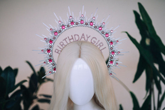 Birthday crown, Birthday headband, Birthday girl, Birthday party, Silver halo crown, Silver crown, Halo headpiece, Goddess crown, Princess