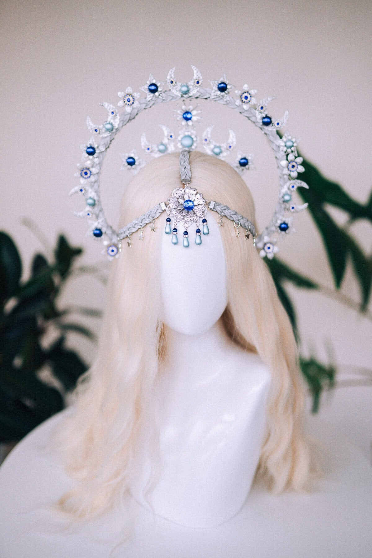 Silver crown, Silver halo headpiece, Bridal Crown, Wedding crown, Bridal headpiece, Wedding headpiece, Silver tiara, Boho jewellery