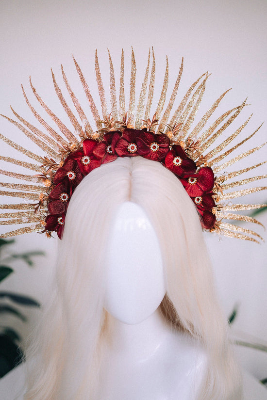 Gold halo crown, Halo crown, Christmas headband, Wedding crown, Bridal headpiece, Wedding hair accessories, Bridal crown, Celebration