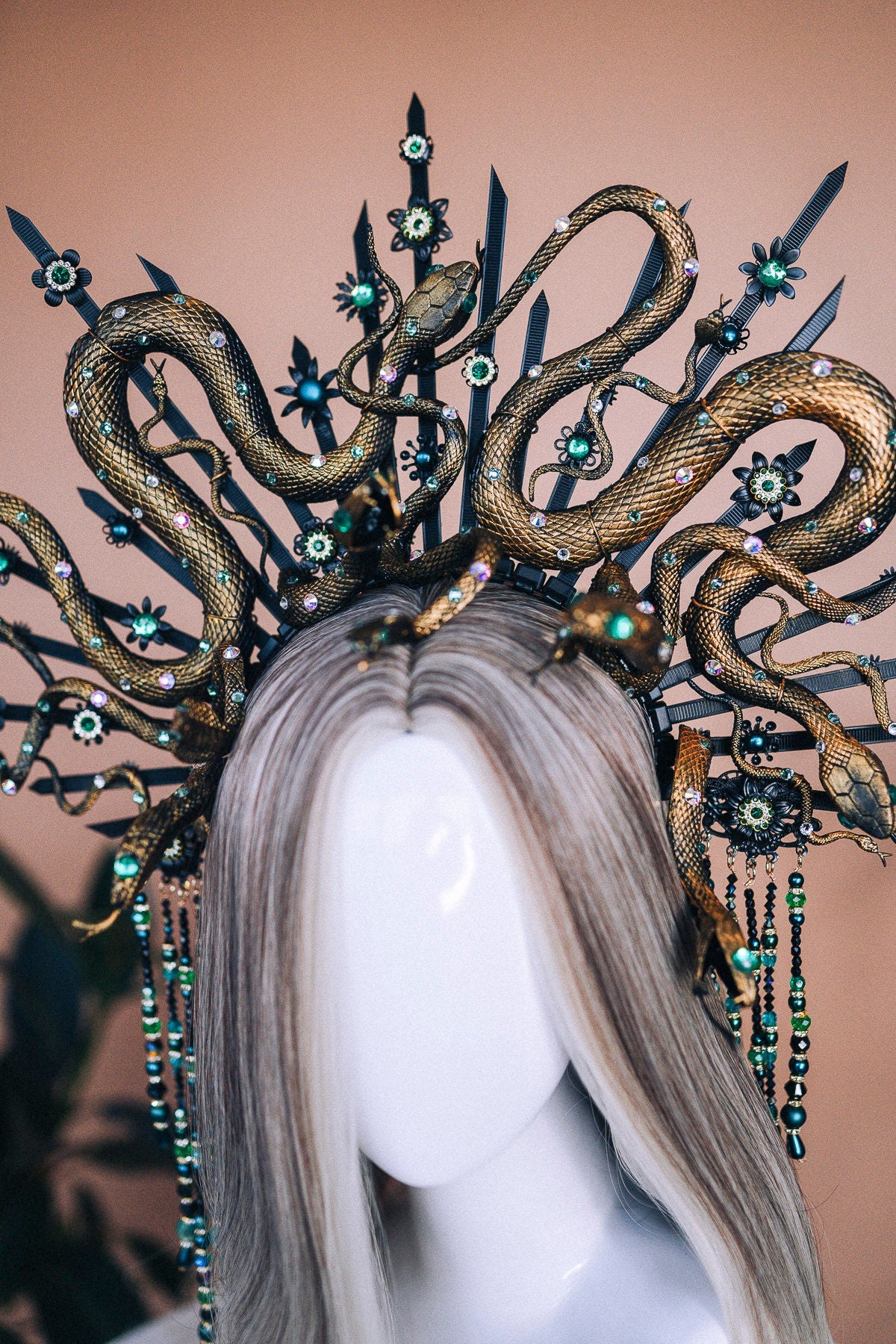 Medusa Crown, Halloween, Halo Crown, Medusa costume, Halo Headband, Medusa headpiece, Black Halo, Halloween costume, Snake crown, Spooky