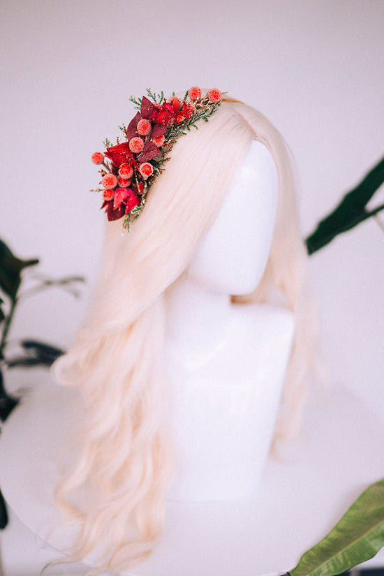 Christmas flower crown, Christmas hair wreath, Christmas wreath, Christmas party, Christmas outfit, Flower headband, Christmas headband