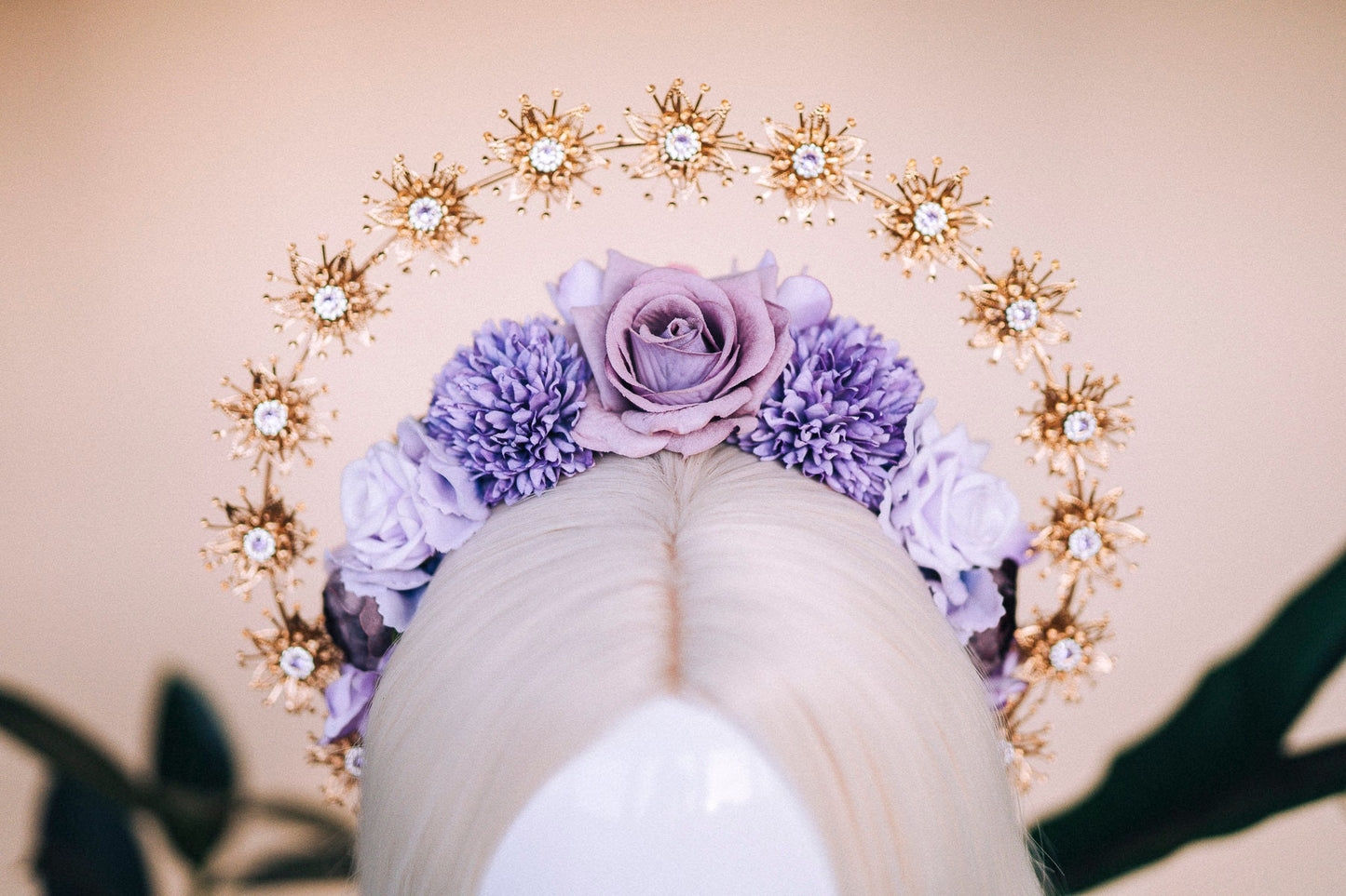 Purple flower crown, Flower tiara, Wedding headpiece, Bridal headpiece, wedding crown, Bridal crown, Pregnancy photo shoot, Flower halo