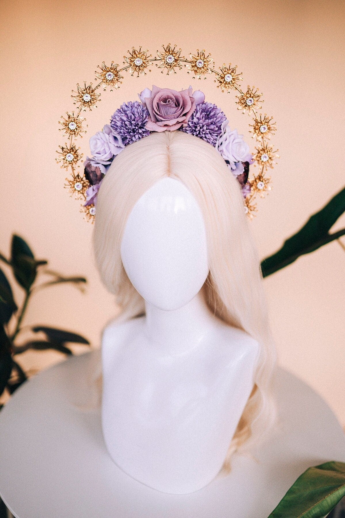 Purple flower crown, Flower tiara, Wedding headpiece, Bridal headpiece, wedding crown, Bridal crown, Pregnancy photo shoot, Flower halo