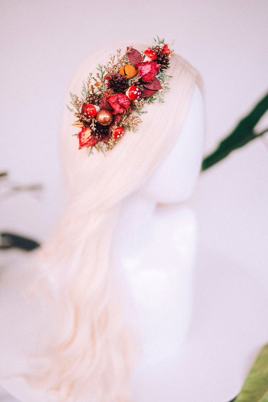 Christmas flower crown, Christmas hair wreath, Christmas wreath, Christmas party, Christmas outfit, Flower headband, Christmas headband