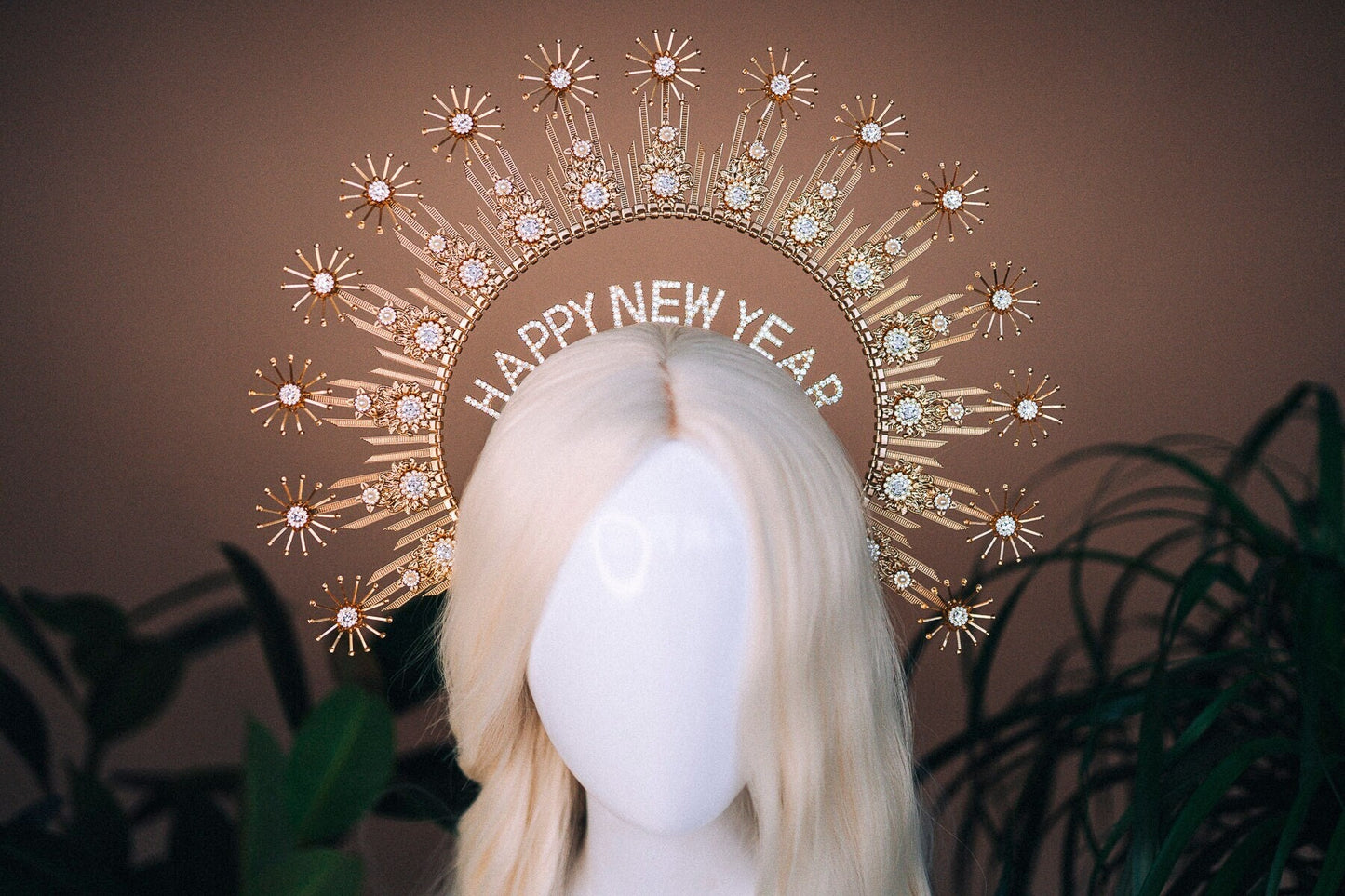 New Year’s Eve party, New Year’s Eve headband, Halo crown, Goddess crown, Gold crown, Happy New Year, Party outfit, Gold crown, Celebration