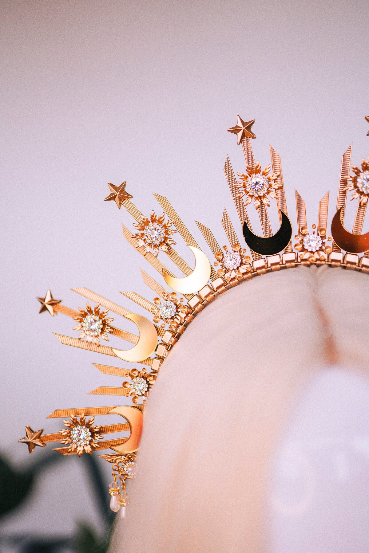 Moon child crown, Halo crown, Halo headpiece, Halo headband, Gold crown, Gold halo, Headpiece, Wedding crown, Bridal crown, Boho style