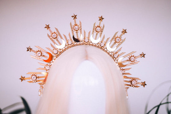 Moon child crown, Halo crown, Halo headpiece, Halo headband, Gold crown, Gold halo, Headpiece, Wedding crown, Bridal crown, Boho style