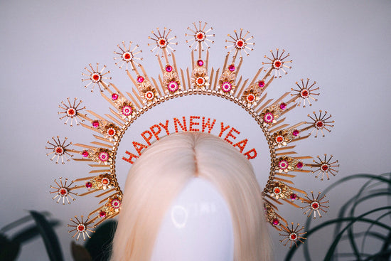 SALE New Year’s Eve party, New Year’s Eve headband, Halo crown, Goddess crown, Gold crown, Happy New Year, Party outfit, Gold crown