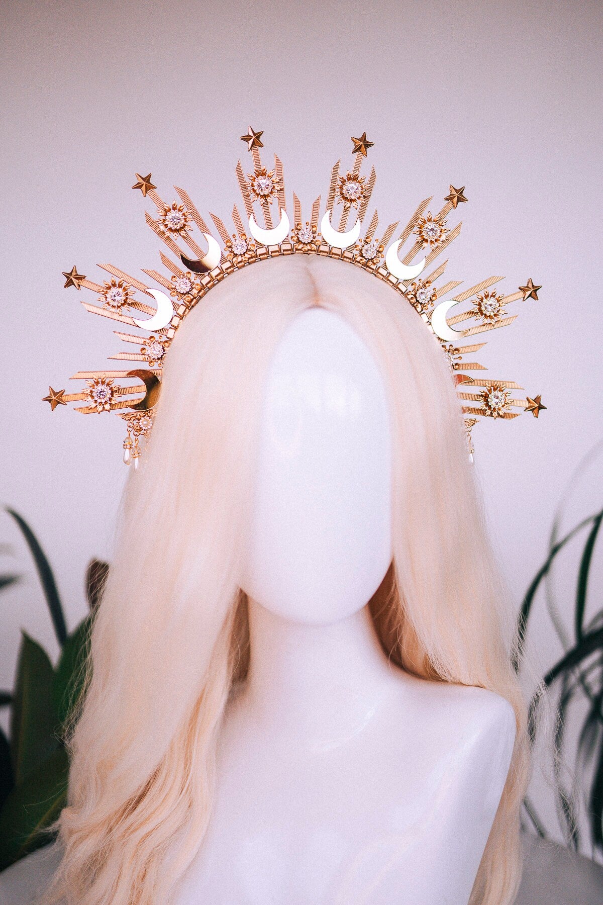 Moon child crown, Halo crown, Halo headpiece, Halo headband, Gold crown, Gold halo, Headpiece, Wedding crown, Bridal crown, Boho style