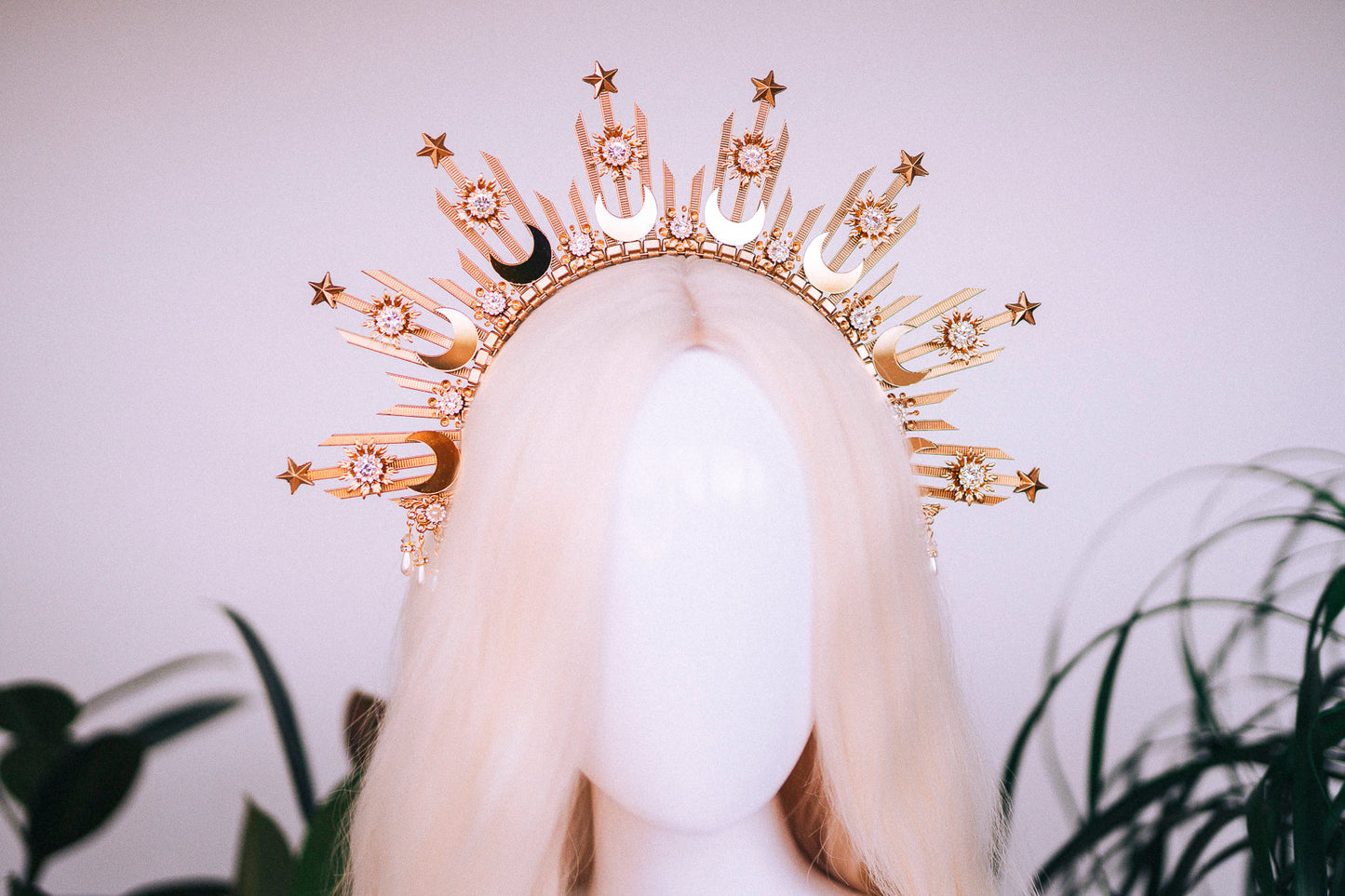 Moon child crown, Halo crown, Halo headpiece, Halo headband, Gold crown, Gold halo, Headpiece, Wedding crown, Bridal crown, Boho style