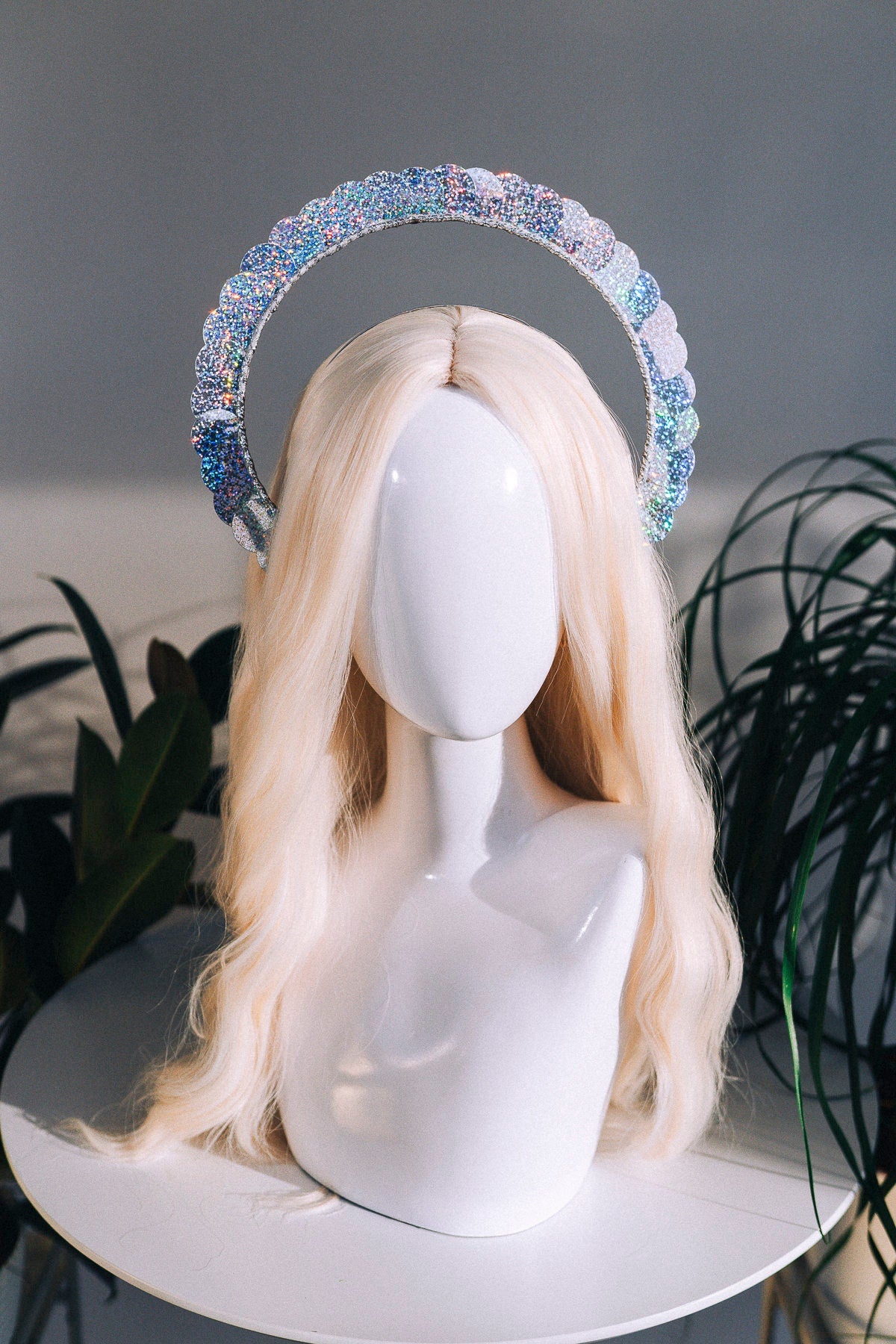 Glitter Halo Crown, Holo Halo, Halo Headpiece, Halo Headband, Halo Headlights, Holographic, Silver Halo, Headpiece, Festival Crown, Headband