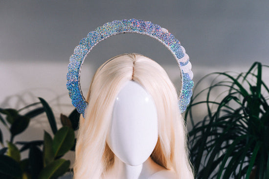 Glitter Halo Crown, Holo Halo, Halo Headpiece, Halo Headband, Halo Headlights, Holographic, Silver Halo, Headpiece, Festival Crown, Headband