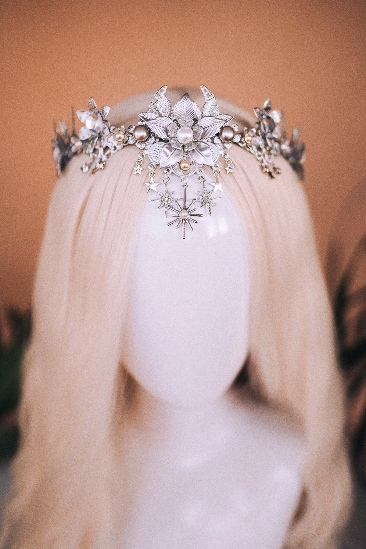 Bridal crown, Celestial crown, Gold crown, Fairy Crown, Wedding crown, Bridal headpiece, Bridal crown, Silver tiara, Goddess crown, Boho