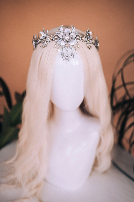 Bridal crown, Celestial crown, Gold crown, Fairy Crown, Wedding crown, Bridal headpiece, Bridal crown, Silver tiara, Goddess crown, Boho