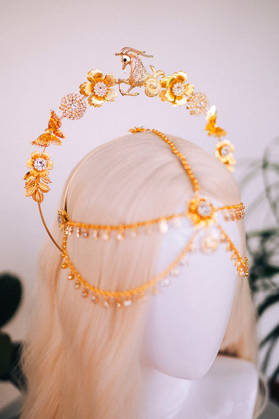 Capricorn Zodiac Sign, Birthday headband, Birthday crown, Birthday party, Capricorn crown, Gold crown, Gifts for her, Birthday gift, Boho