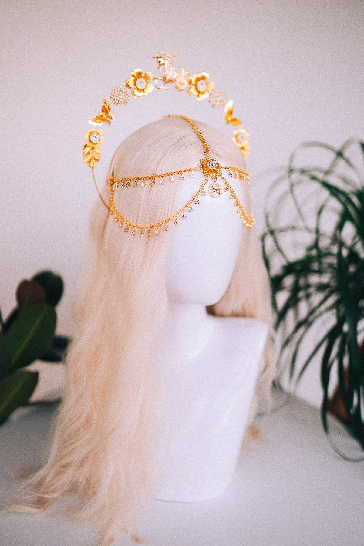 Capricorn Zodiac Sign, Birthday headband, Birthday crown, Birthday party, Capricorn crown, Gold crown, Gifts for her, Birthday gift, Boho