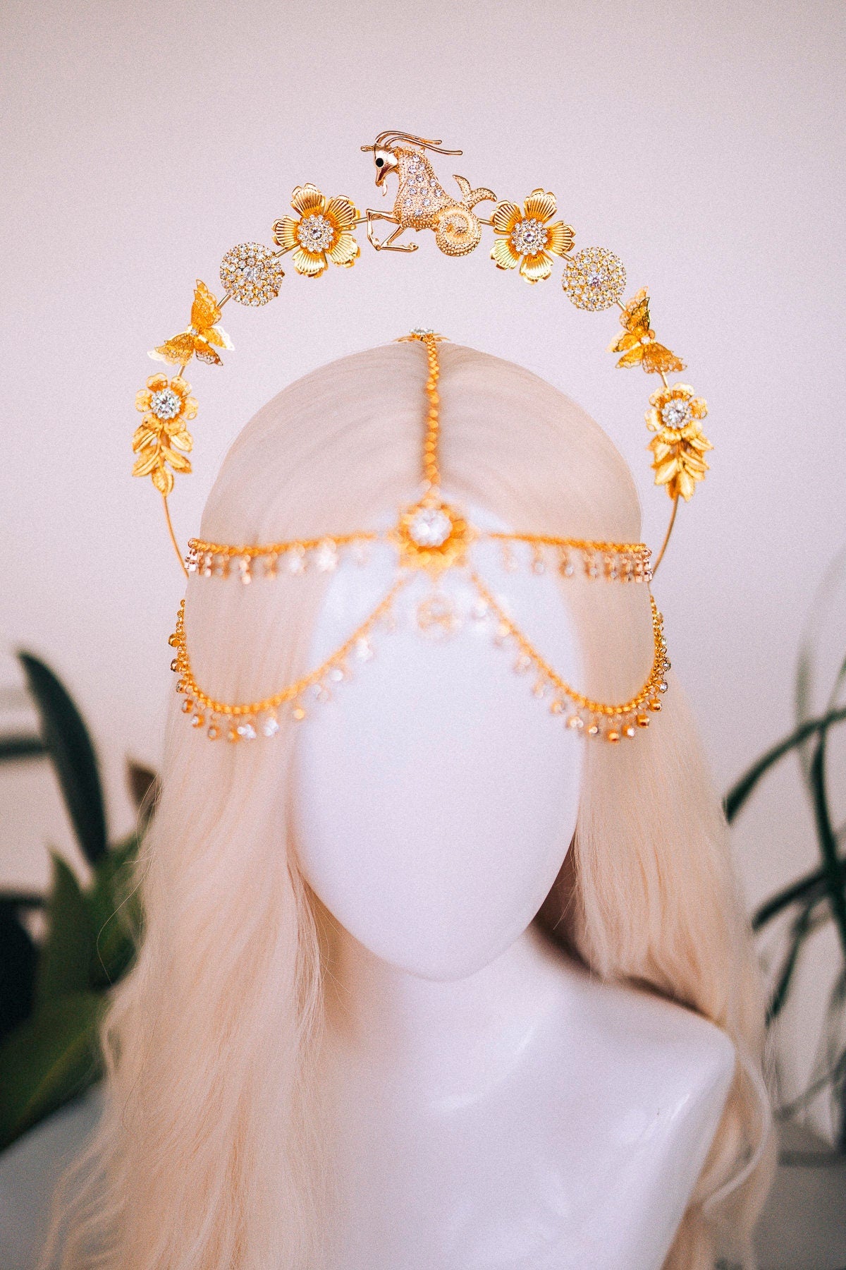 Capricorn Zodiac Sign, Birthday headband, Birthday crown, Birthday party, Capricorn crown, Gold crown, Gifts for her, Birthday gift, Boho