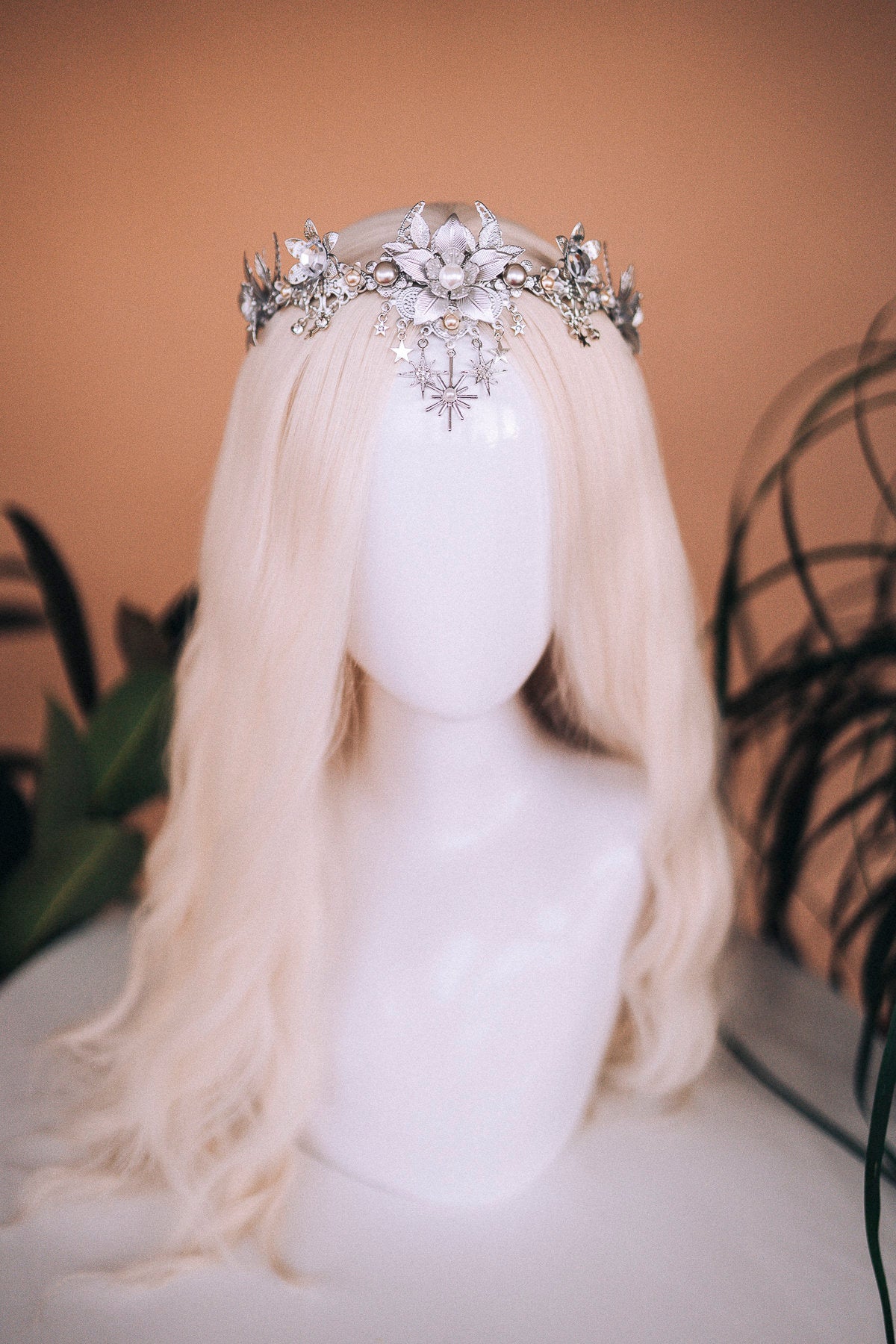 Bridal crown, Celestial crown, Silver crown, Fairy Crown, Wedding crown, Bridal headpiece, Bridal crown, Silver tiara, Goddess crown, Boho