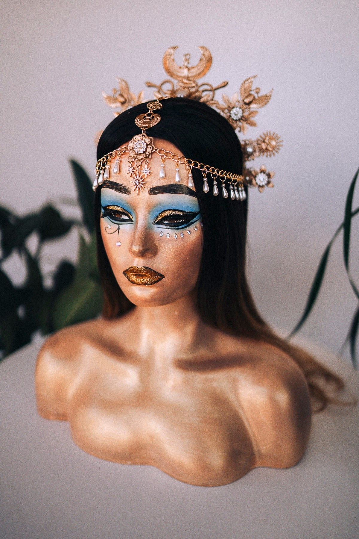 Cleopatra Crown, Gold cobra headpiece, Gold crown, Halloween costume, Gold crown, Cleopatra style headpiece, Goddess Crown, Egypt princess