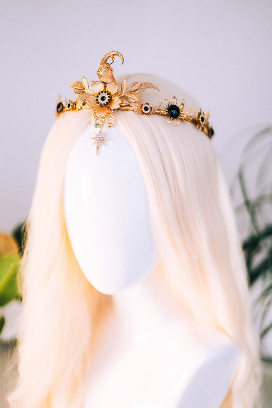 Capricorn Zodiac Sign, Birthday headband, Birthday crown, Birthday party, Capricorn crown, Gold crown, Gifts for her, Birthday gift, Boho