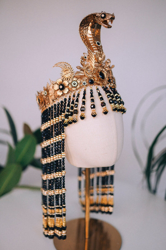 Cleopatra crown, Gold cobra headpiece, Halloween costume, Cleopatra costume, Cleopatra headpiece, Gold goddess crown, Cobra crown, Goddess