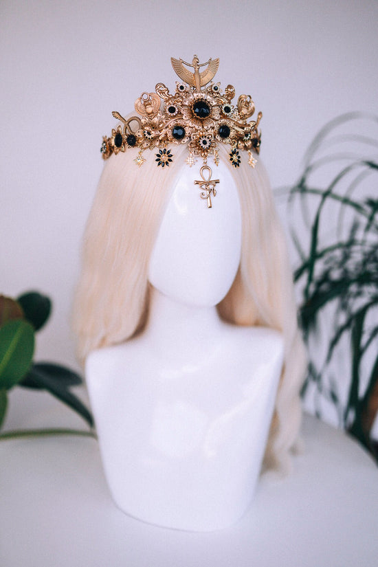 Cleopatra crown, Egypt princess, Gold tiara, Cleopatra headpiece, Cleopatra costume, Halloween costume, Mardi grass, Carnival, Goddess crown