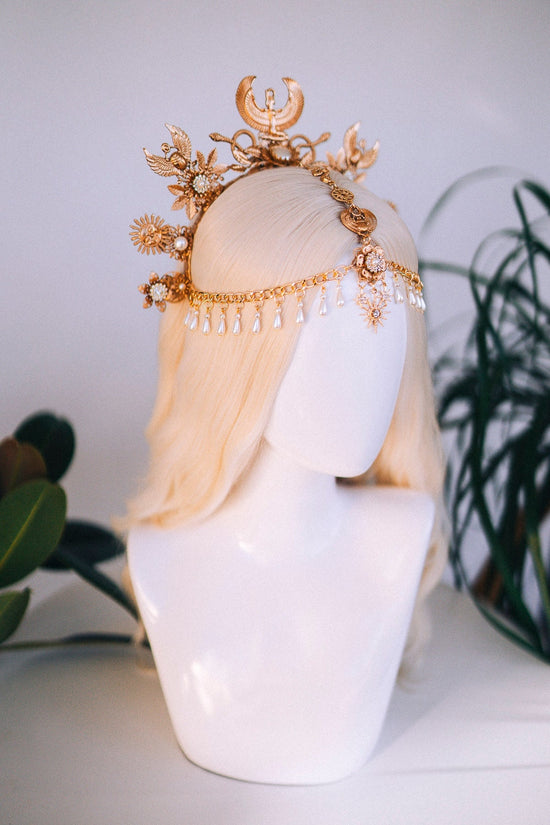 Cleopatra Crown, Gold cobra headpiece, Gold crown, Halloween costume, Gold crown, Cleopatra style headpiece, Goddess Crown, Egypt princess