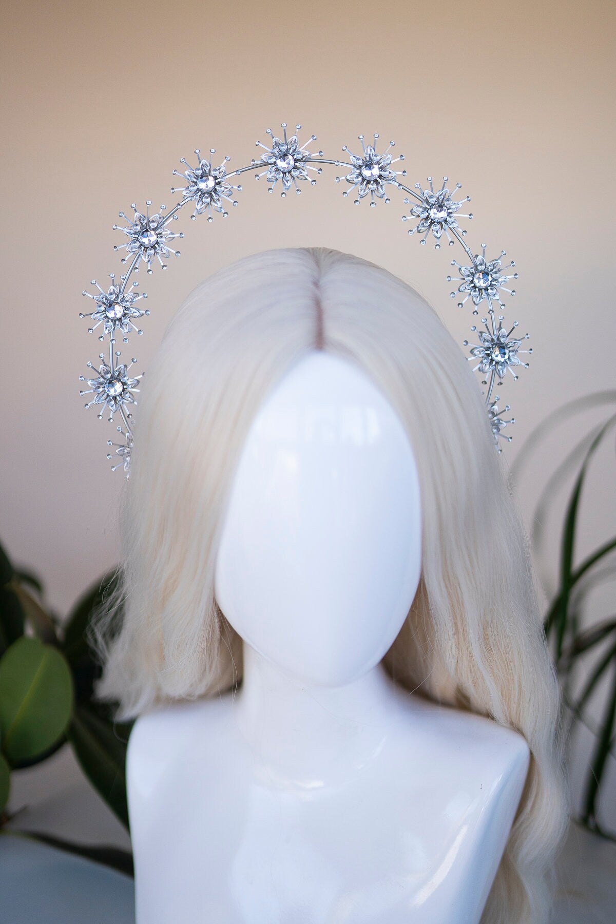 Halo Crown, Silver Halo Headband, Halo, Halo Headpiece, Crown, Headband, Headpiece, Boho Wedding, Wedding Halo crown, Silver tiara, Crown