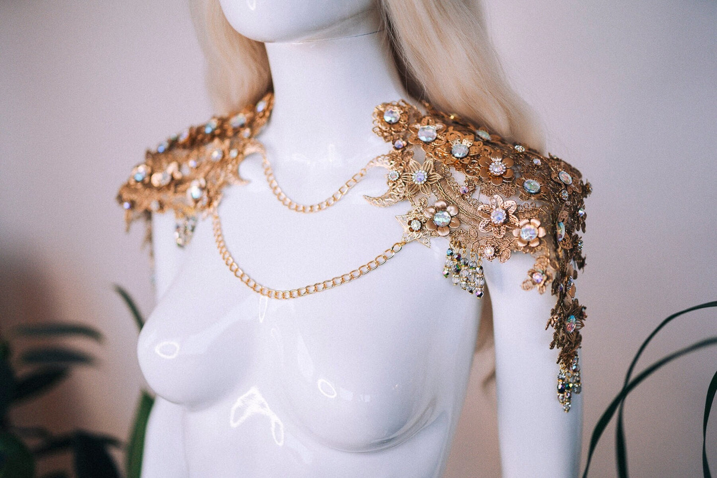 Celestial necklace, Festival necklace, Photo props, Maternity photo shoot, Festival outfit, Gold necklace, Gold chain necklace,Goddess crown